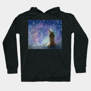 Poodle dog gazing at starry night sky, looking for inspiration Hoodie